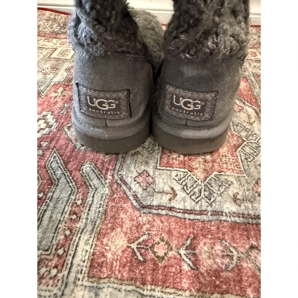 UGG Australia Lattice Cardy Grey Knit Tall Button Boots‎ 5879 Womens Size 6